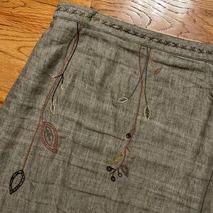 J. Jill linen skirt with embroidered flowers- size 12